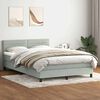 vidaXL Boxspringbett mit Matratze & LED Hellgrau 140x210 cm Samt