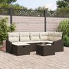 vidaXL Sofa Set mit Kissen 7 pcs Braun und Creme Poly-Rattan