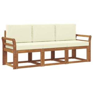 vidaXL Outdoor-Sofagarnitur 3 stk. Natur und Creme