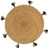 vidaXL Teppich Geflochten mit Quasten 90 cm Jute Rund