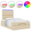 vidaXL Ottoman-Bett mit Matratze & LEDs Creme 120x200 cm Stoff