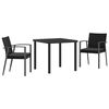 vidaXL Garten Essgruppe 3 pcs Schwarz und Grau PE-Rattan
