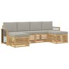 vidaXL Outdoor-Sofagarnitur 6 Stk. Wei&szlig; und Hellgrau Polyester