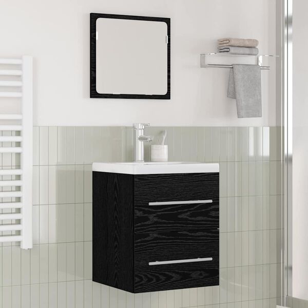 vidaXL Waschbeckenschrank mit Schubladen Schwarz 42 x 39 x 52 cm