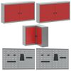 vidaXL Arbeitsschrankset mit Schubladen mit Regal 12 pcs Rot und Grau