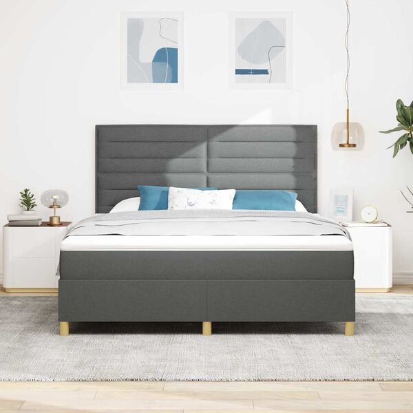 vidaXL Boxspringbett mit Matratze Dunkelgrau 180 x 200 cm Stoff