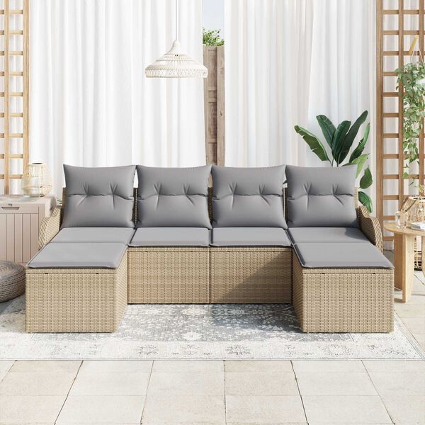vidaXL Gartensofa-set Beige Poly-Rattan