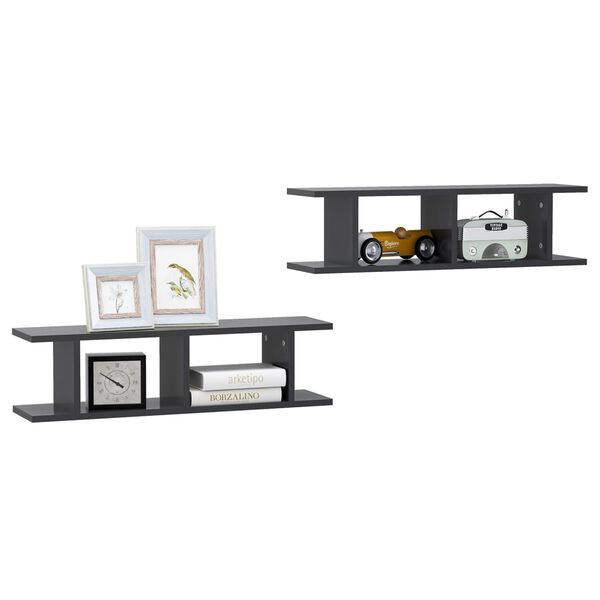 vidaXL Wandregale 2 Stk. Grau 75x18x20 cm Holzwerkstoff