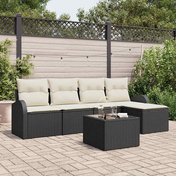 vidaXL Gartensofa-set Schwarz Poly-Rattan