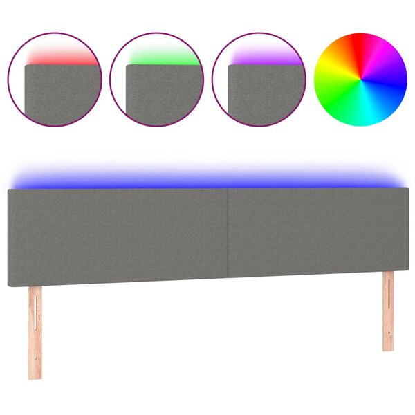 vidaXL LED Kopfteil Dunkelgrau 160x5x78/88 cm Stoff