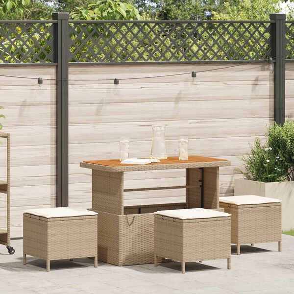 vidaXL Garten Essgruppe Beige Poly-Rattan