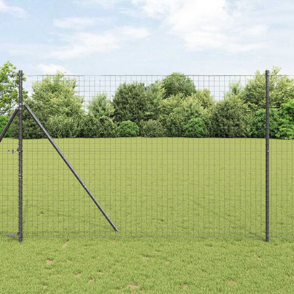 vidaXL Zaun mit Pfosten Grau 1,6 x 10 m Stahl und PVC