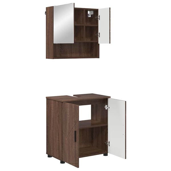 vidaXL Badezimmerm&ouml;bel-Set Wandmontiert 2 pcs Braun Eichen-Optik