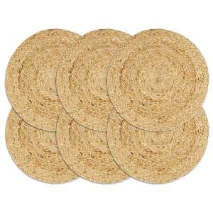 vidaXL Tischsets 6 Stk. Natur 38 cm Rund Jute