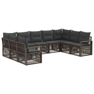 vidaXL Gartensofa-set 9 Stk. Grau Poly-Rattan