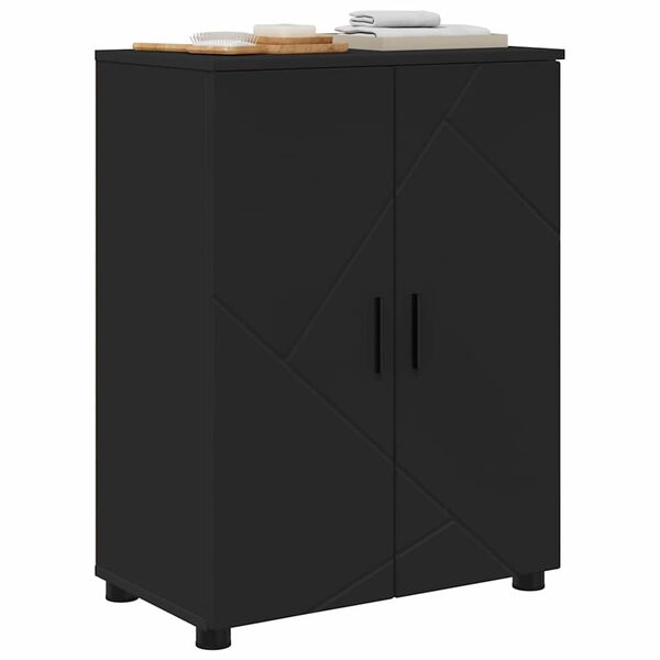 vidaXL Badezimmerschrank mit Speicher mit T&uuml;r Schwarz 60 x 35 x 80 cm