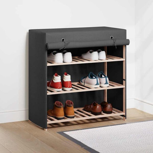 vidaXL Schuhschrank mit Abdeckung Grau 79 x 40 x 80 cm Stoff