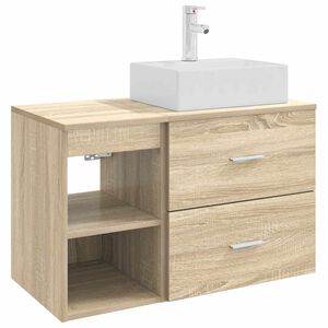vidaXL Badezimmerm&ouml;bel-Set 2 Stk. Sonoma-Eiche Holzwerkstoff