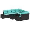 vidaXL Garten-Sofa-Set 9 stk. Schwarz und T&uuml;rkis Poly-Rattan