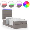 vidaXL Ottoman-Bett mit Matratze & LEDs Taupe 100x200 cm Stoff