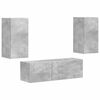 vidaXL TV-Wandregal-Set Wandmontiert 4 pcs Beton Grau Holzwerkstoff