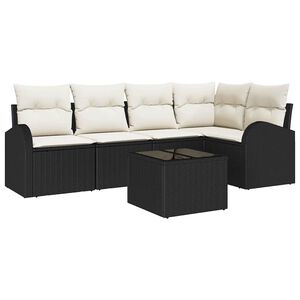 vidaXL Sofa Set mit Kissen Schwarz Polyester