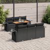 vidaXL 7-tlg. Garten-Sofagarnitur mit Kissen Schwarz Poly Rattan