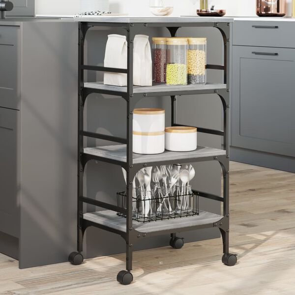 vidaXL K&uuml;chenwagen Grau Sonoma 45x35x89,5 cm Holzwerkstoff