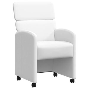 vidaXL Esszimmerst&uuml;hle mit Rollen 2 stk. Kunstleder Wei&szlig;