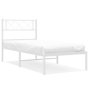 vidaXL Bettgestell mit Kopfteil Metall Wei&szlig; 100x200 cm