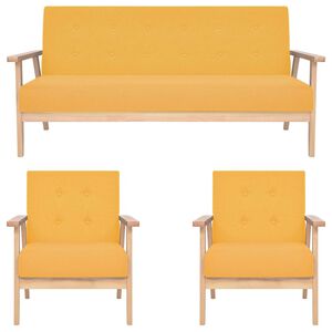 vidaXL 3-tlg. Sofagarnitur Stoff Gelb
