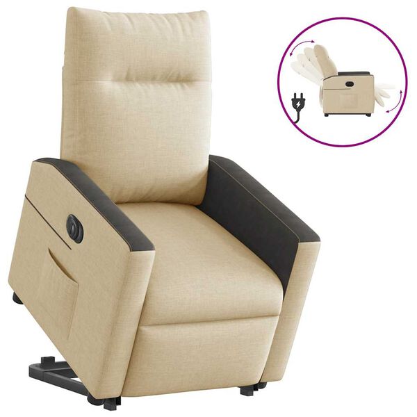 vidaXL Relaxsessel mit Aufstehhilfe Elektrisch Creme Stoff