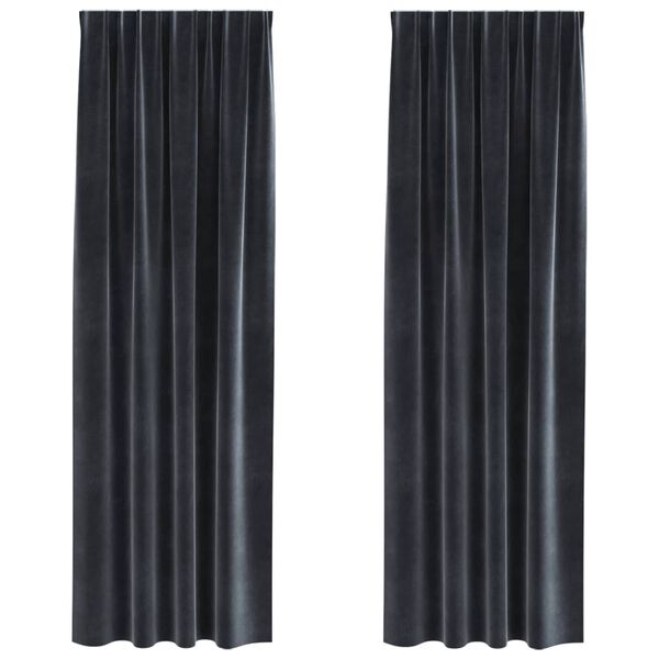 vidaXL Verdunkelungsvorh&auml;nge 2 pcs Dunkelgrau 140 x 225 cm Samt