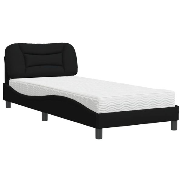 vidaXL Bett mit Matratze "Hvar" Schwarz 90x190 cm Stoff