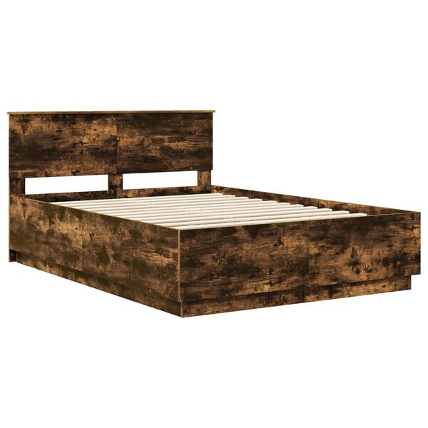 vidaXL Bettrahmen Ger&auml;ucherte Eiche 150 x 200 cm Holzwerkstoff