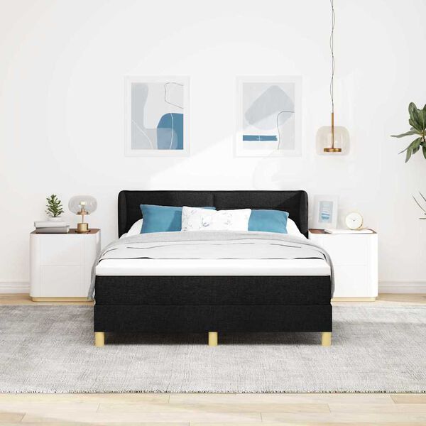 vidaXL Boxspringbett mit Matratze Schwarz 140 x 200 cm Stoff