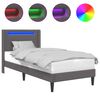vidaXL Bettrahmen mit LED-Lichtleisten Grau 90 x 190 cm Kunstleder