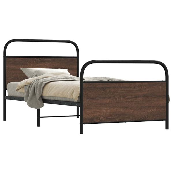 vidaXL Bettgestell ohne Matratze 90x200 cm Braun Eichen-Optik