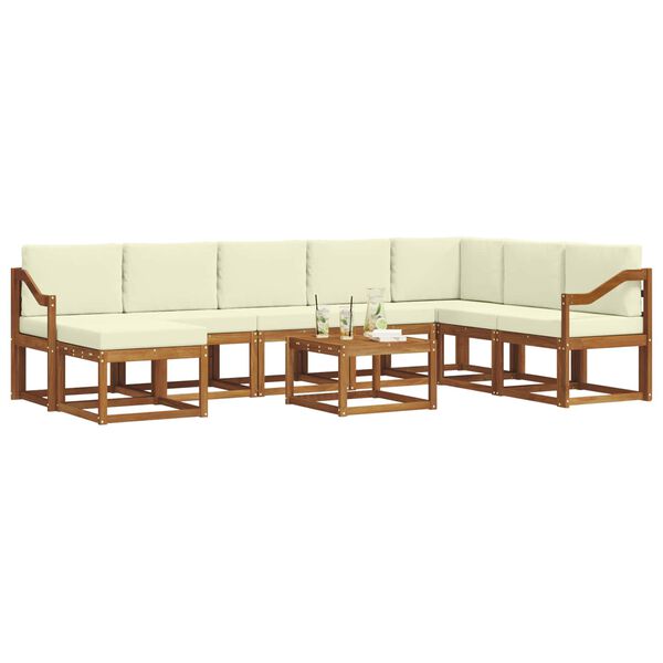 vidaXL Outdoor-Sofagarnitur mit Kissen 9 pcs Natur und Creme