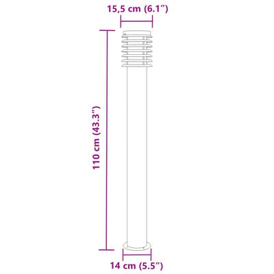 vidaXL Wegeleuchte Schwarz 110 cm Edelstahl