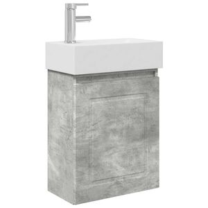 vidaXL Badezimmer Waschtischunterschrank mit Wasserhahn Betongrau
