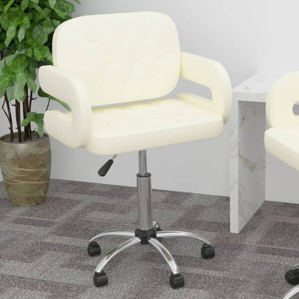 vidaXL Esszimmerstuhl Drehbar Creme Kunstleder