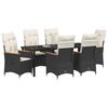 vidaXL Garten Essgruppe mit Kissen 7 pcs Schwarz Poly-Rattan