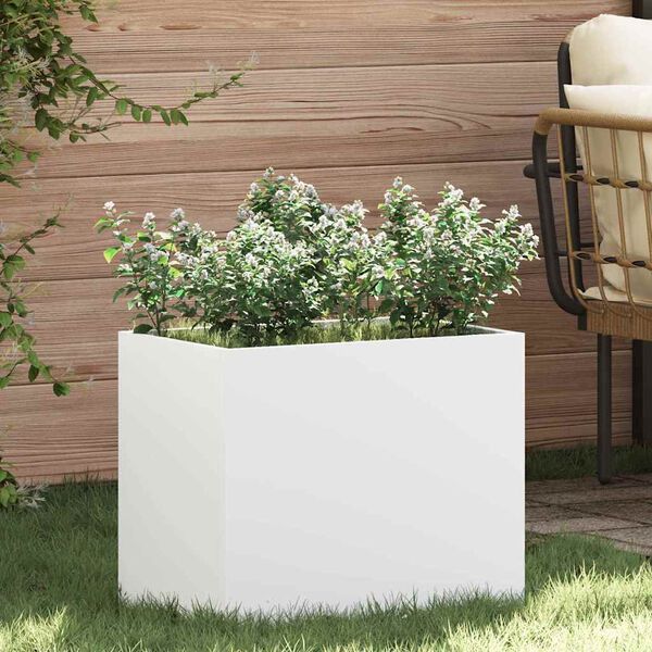 vidaXL Garten-Pflanzgef&auml;&szlig; Wei&szlig; 50 x 32 x 40 cm Kaltgewalzter Stahl