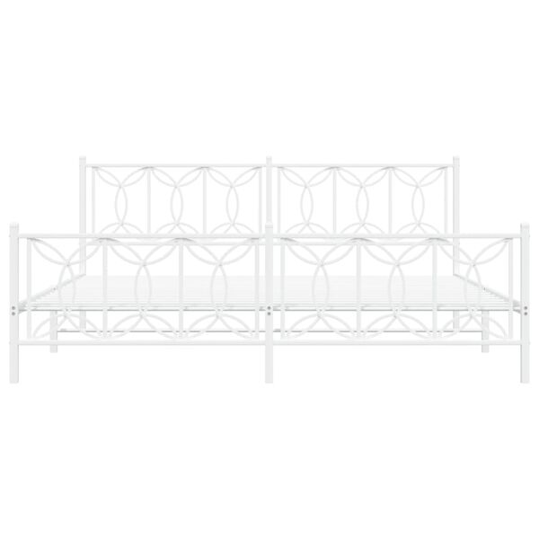 vidaXL Bettgestell mit Kopf- und Fu&szlig;teil Metall Wei&szlig; 200x200 cm
