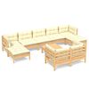 vidaXL 10-tlg. Garten-Lounge-Set mit Creme Kissen Massivholz Kiefer