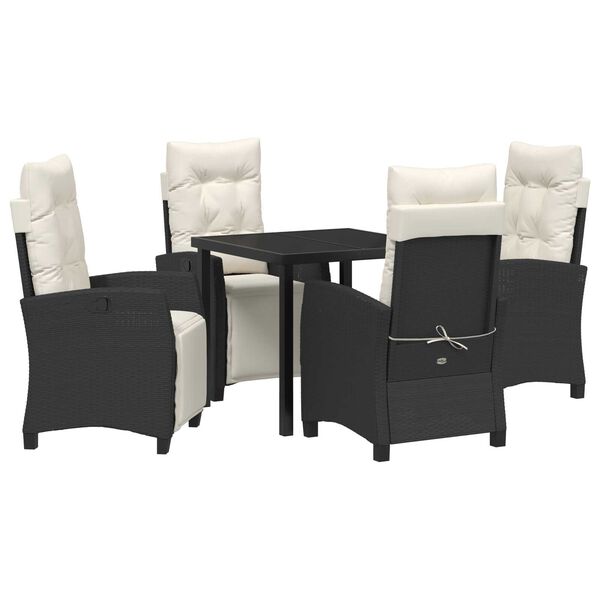 vidaXL Garten Essgruppe mit Kissen 5 pcs Schwarz Poly-Rattan