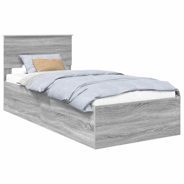 vidaXL Bettrahmen mit Kopfteil Graues Sonoma 75 x 190 cm Holzwerkstoff