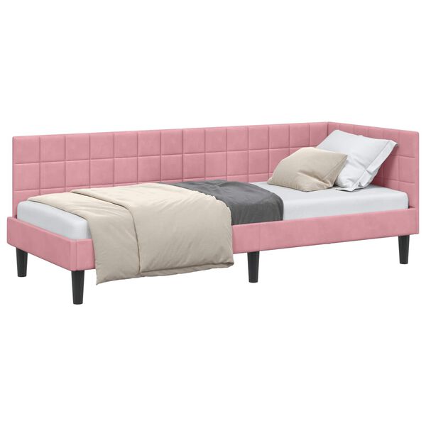 vidaXL Eckbettgestell mit Kopfteil Rosa 80 cm x 200 cm Samt