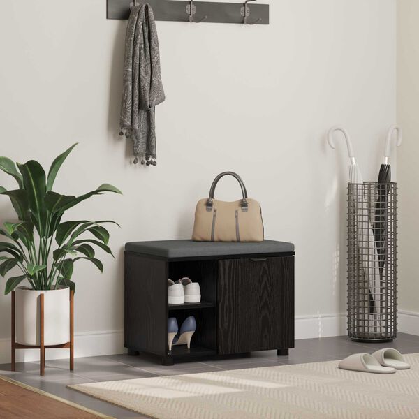 vidaXL Flurbank mit Kissen Uni Schwarz Eichen-Optik 60 x 38 x 46 cm